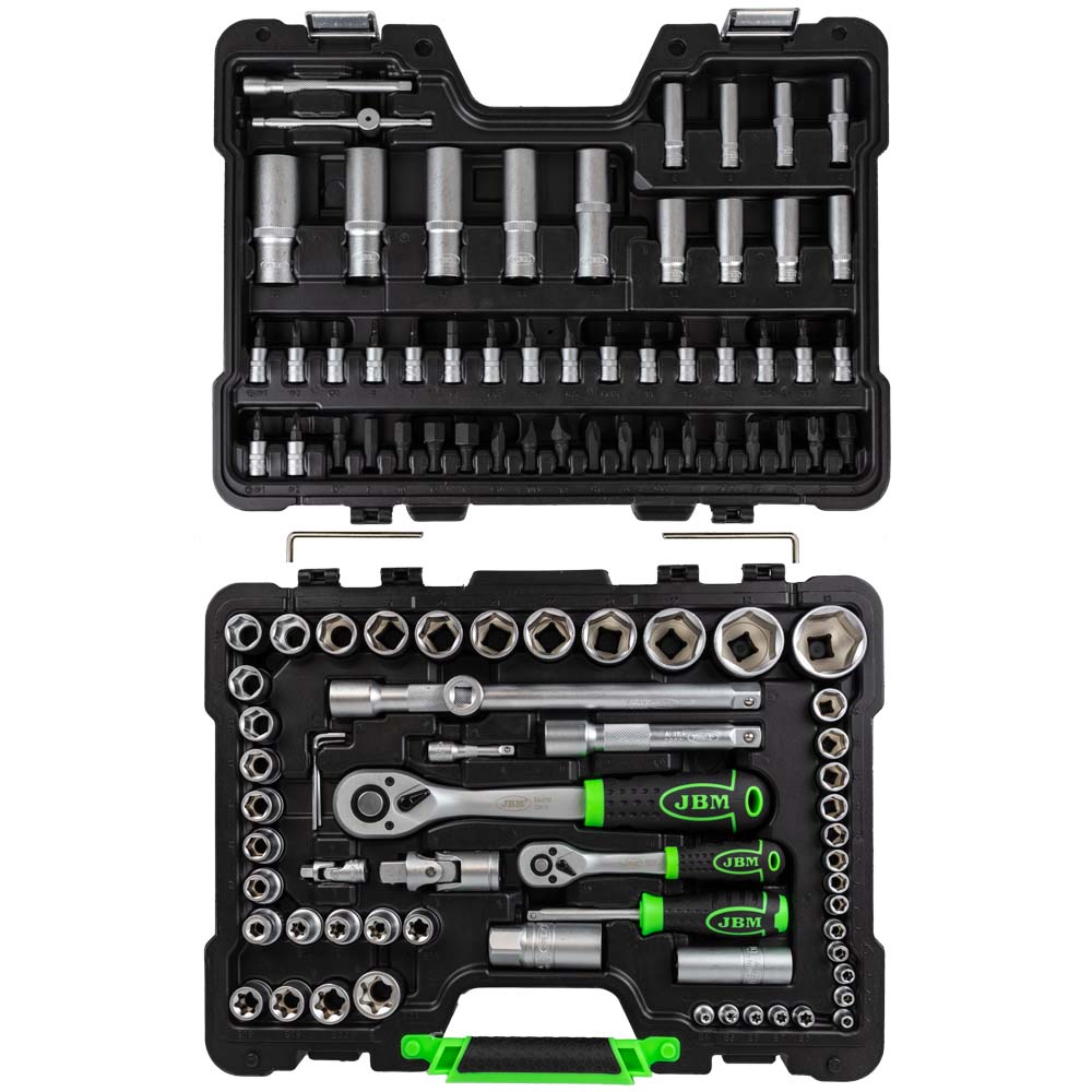 SET DI UTENSILI DA 108 PEZZI CON BUSSOLE ESAGONALI DA 1/4" E 1/2" – FINITURA ZINCATA - immagine 3