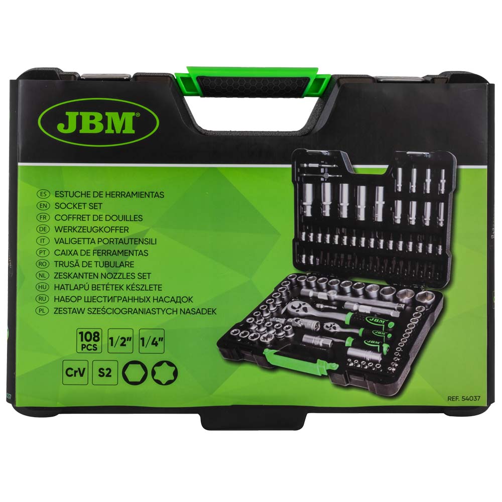 SET DI UTENSILI DA 108 PEZZI CON BUSSOLE ESAGONALI DA 1/4" E 1/2" – FINITURA ZINCATA - immagine 5