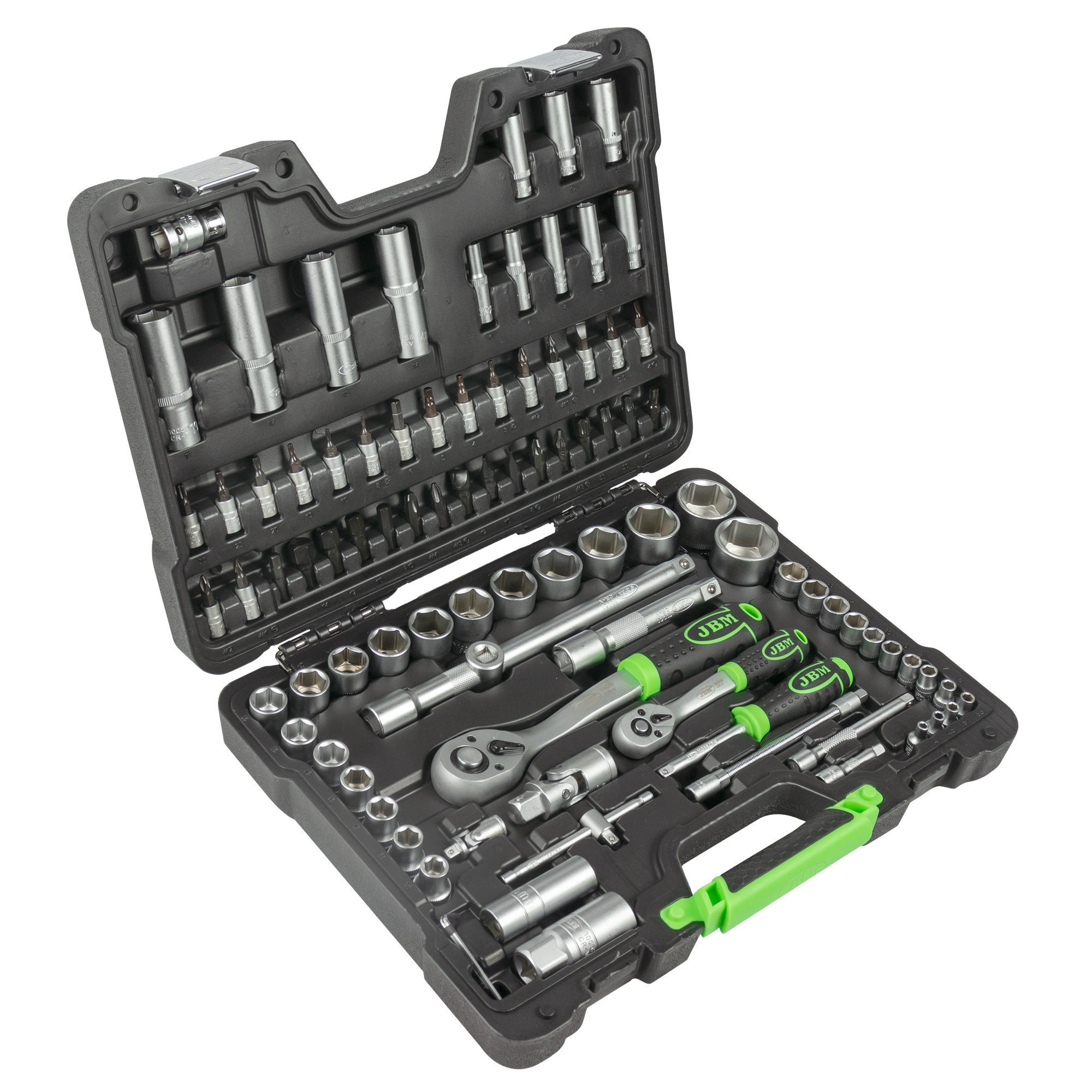 SET DI UTENSILI DA 94 PEZZI CON BUSSOLE ESAGONALI DA 1/4" E 1/2" – FINITURA ZINCATA - immagine 2