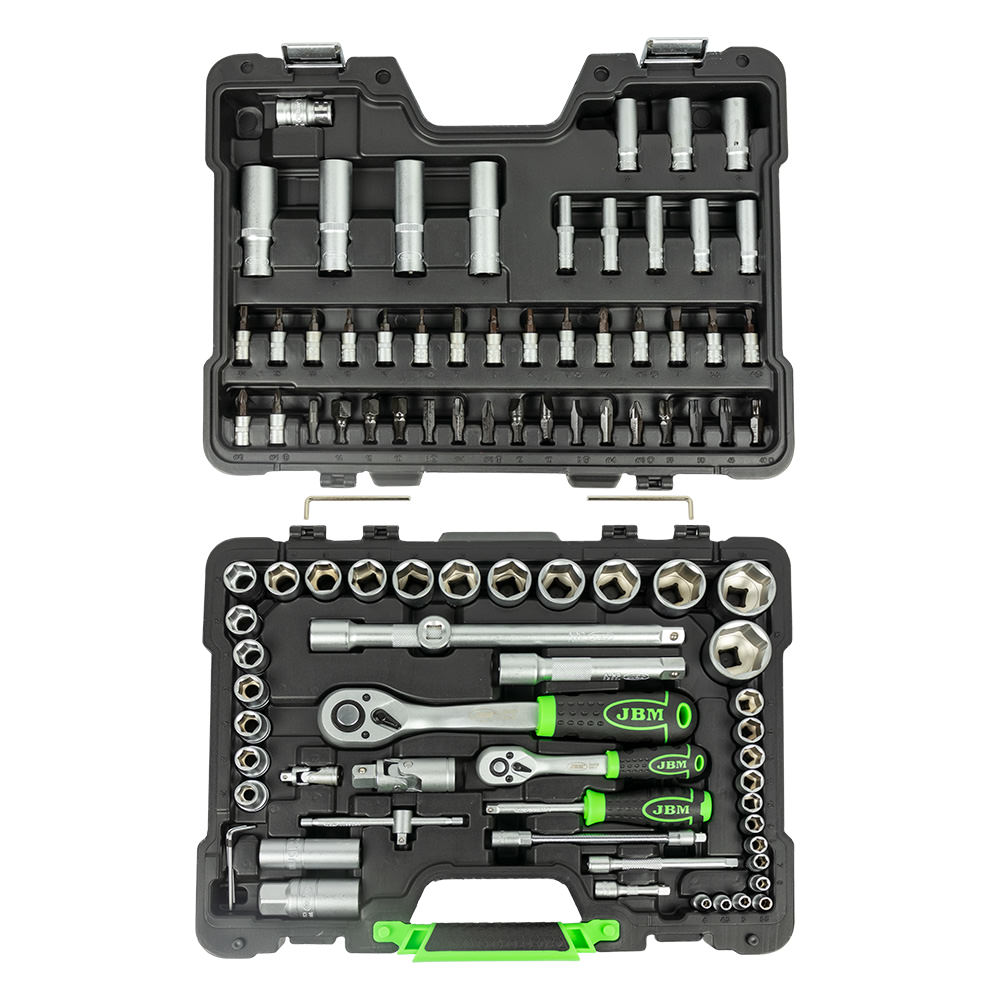 SET DI UTENSILI DA 94 PEZZI CON BUSSOLE ESAGONALI DA 1/4" E 1/2" – FINITURA ZINCATA - immagine 3
