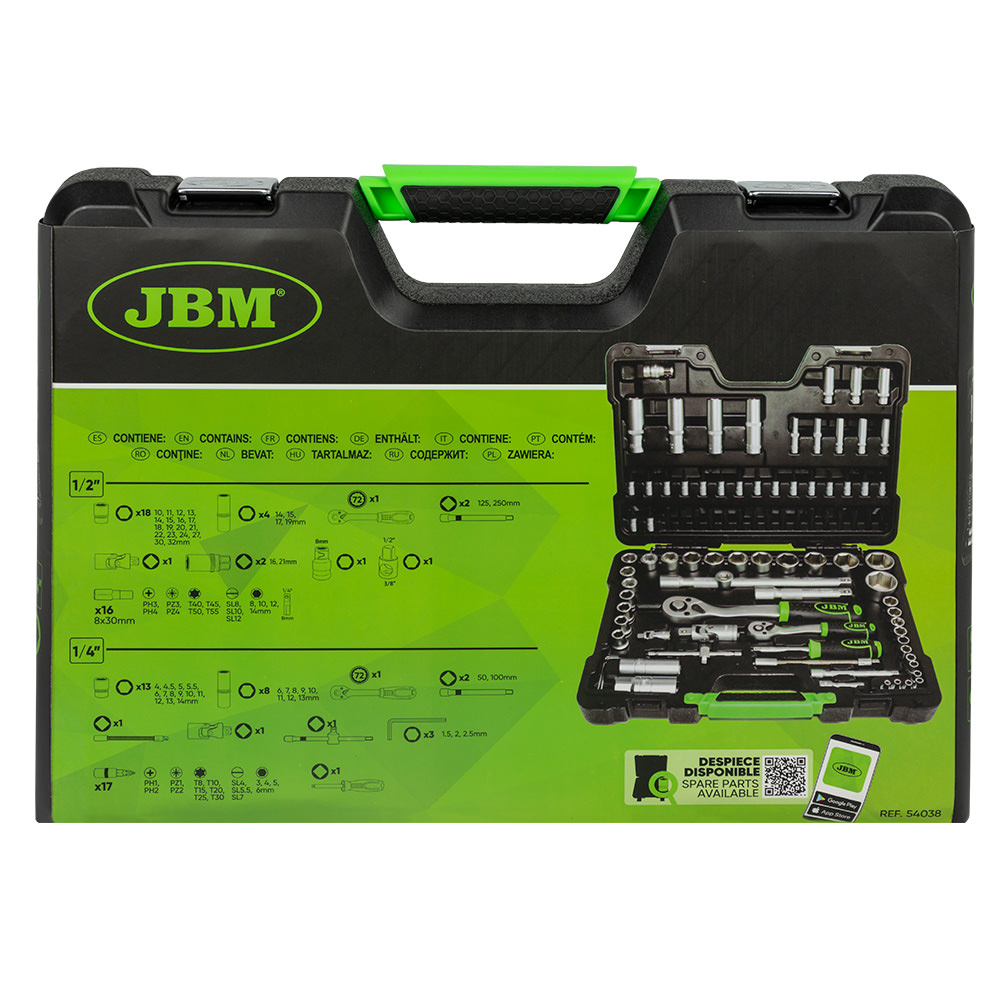 SET DI UTENSILI DA 94 PEZZI CON BUSSOLE ESAGONALI DA 1/4" E 1/2" – FINITURA ZINCATA - immagine 5