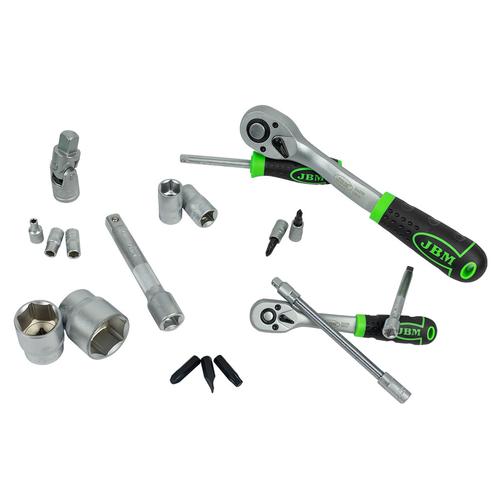SET DI UTENSILI DA 94 PEZZI CON BUSSOLE ESAGONALI DA 1/4" E 1/2" – FINITURA ZINCATA - immagine 6