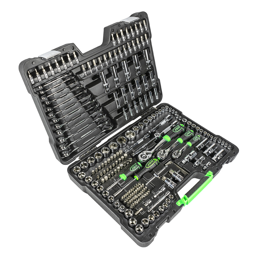 SET DI UTENSILI DA 216 PEZZI CON BUSSOLE ESAGONALI DA 1/4", 3/8" E 1/2" – FINITURA CROMATA