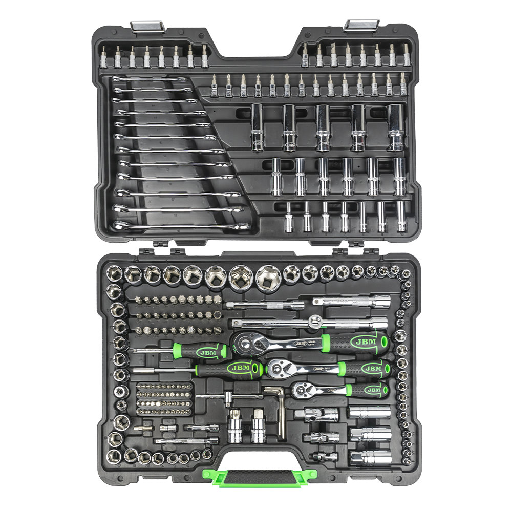 SET DI UTENSILI DA 216 PEZZI CON BUSSOLE ESAGONALI DA 1/4", 3/8" E 1/2" – FINITURA CROMATA - immagine 2