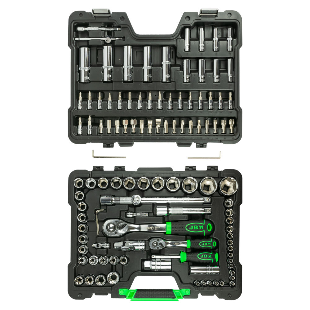 SET DI UTENSILI DA 108 PEZZI CON BUSSOLE ESAGONALI DA 1/4" E 1/2" – FINITURA CROMATA - immagine 3