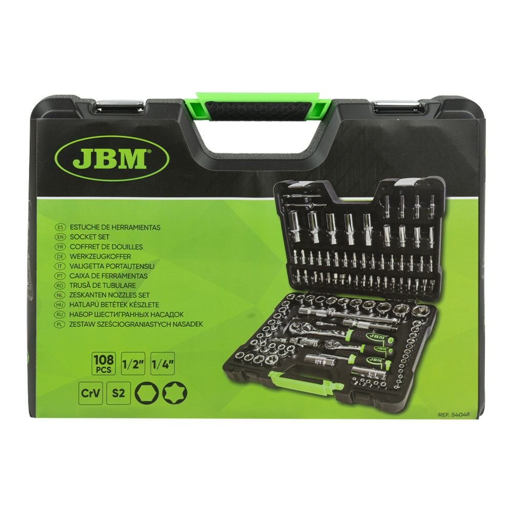 SET DI UTENSILI DA 108 PEZZI CON BUSSOLE ESAGONALI DA 1/4" E 1/2" – FINITURA CROMATA - immagine 5