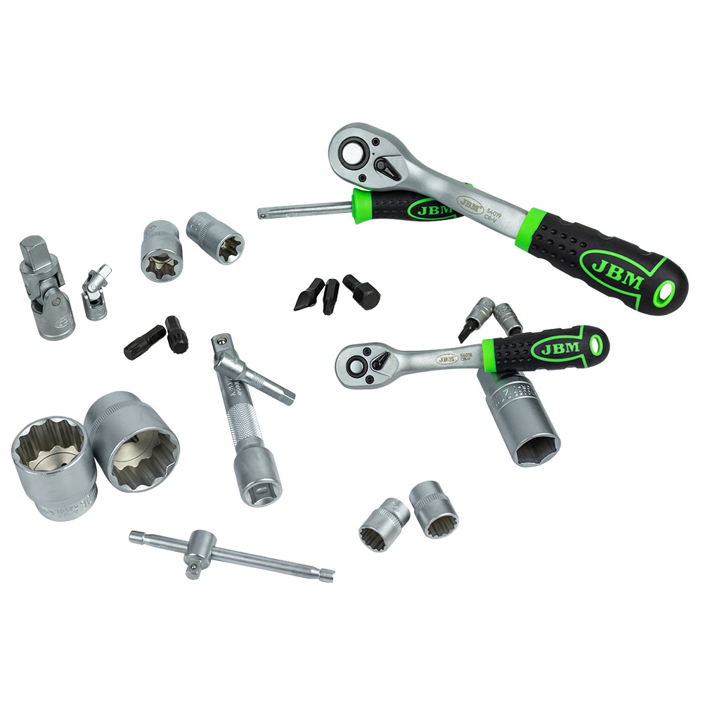 SET DI UTENSILI DA 108 PEZZI CON BUSSOLE ESAGONALI DA 1/4" E 1/2" – FINITURA CROMATA - immagine 6