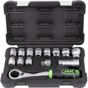 SET DI UTENSILI GO-THROUGH DA 14 PEZZI CON BUSSOLE DA 1/2" – FINITURA ZINCATA