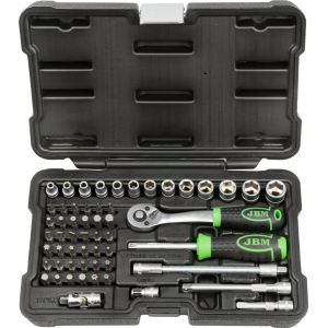 SET DI UTENSILI DA 56 PEZZI CON BUSSOLE ESAGONALI DA 1/4" – FINITURA ZINCATA