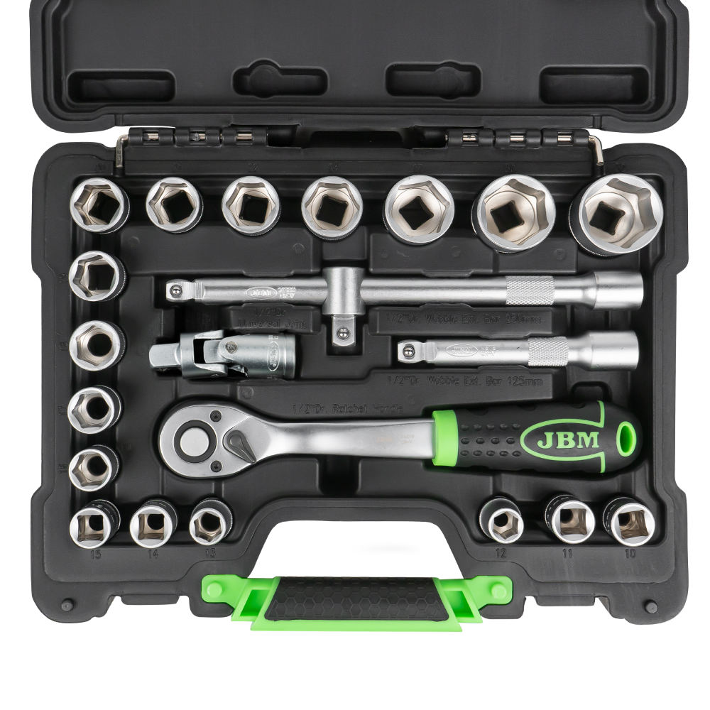 SET DI UTENSILI DA 22 PEZZI CON BUSSOLE ESAGONALI DA 1/2" – FINITURA ZINCATA - immagine 3