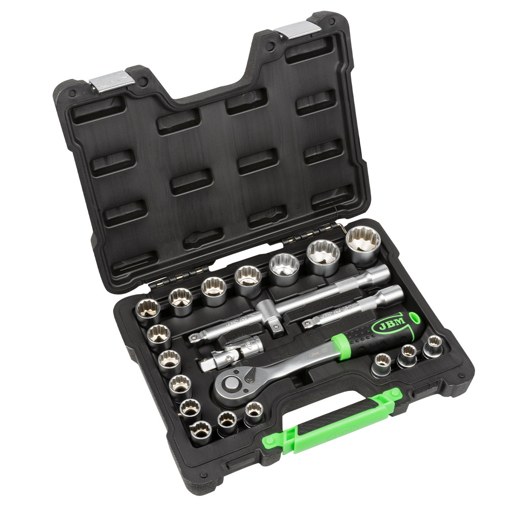 SET DI UTENSILI DA 22 PEZZI CON BUSSOLE A 12 PUNTE DA 1/2" – FINITURA ZINCATA - immagine 2