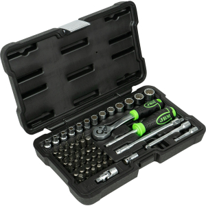 SET DI UTENSILI DA 56 PEZZI CON BUSSOLE A 12 PUNTE DA 1/4" – FINITURA ZINCATA