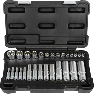 SET DI 28 BUSSOLE TORX CORTE E LUNGHE 1/2", 1/4" E 3/8" – FINITURA ZINCATA