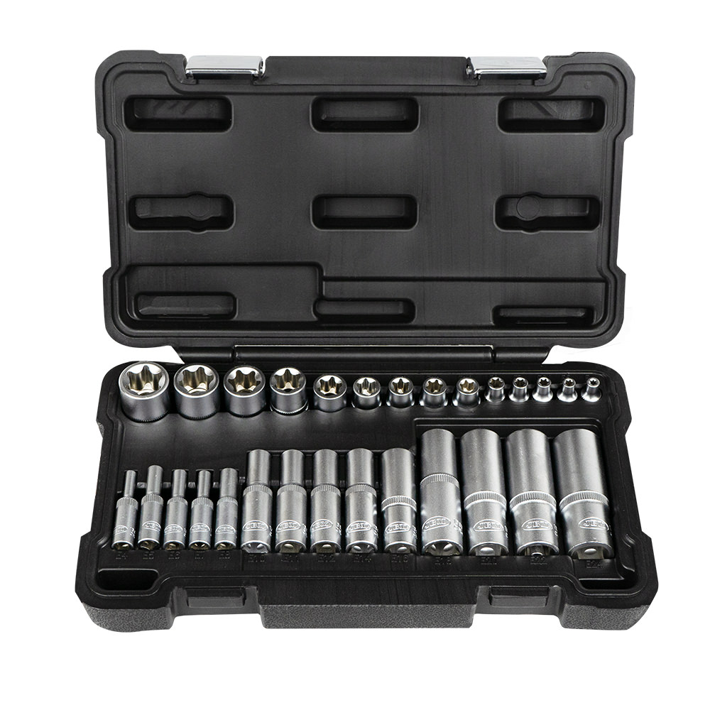 SET DI 28 BUSSOLE TORX CORTE E LUNGHE 1/2", 1/4" E 3/8" – FINITURA ZINCATA