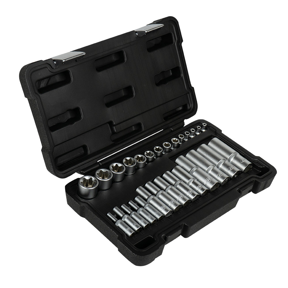 SET DI 28 BUSSOLE TORX CORTE E LUNGHE 1/2", 1/4" E 3/8" – FINITURA ZINCATA - immagine 2