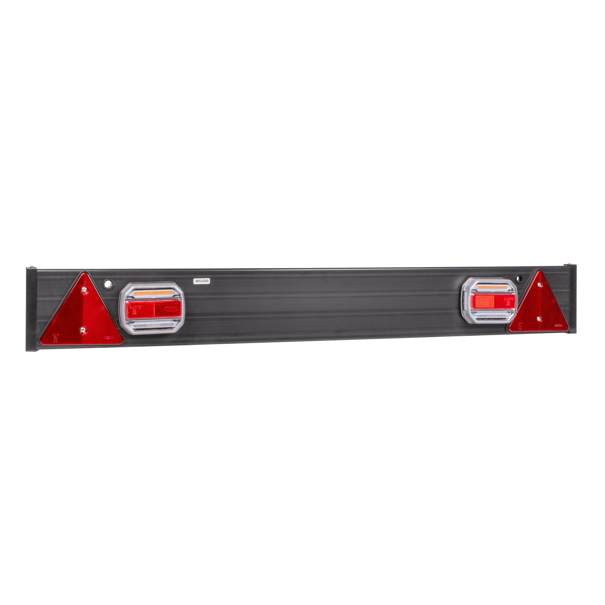 BARRA PER RIMORCHIO DI 1100 MM X 140 MM, 2 LUCI LED E 2 CATARIFRANGENTI TRIANGOLARI