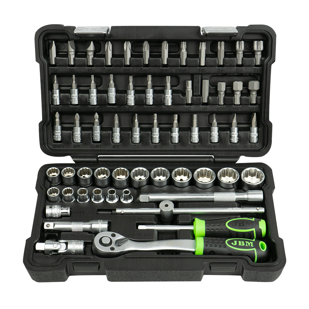 SET DI UTENSILI DA 59 PEZZI CON BUSSOLE A 12 PUNTE DA 3/8" – FINITURA ZINCATA