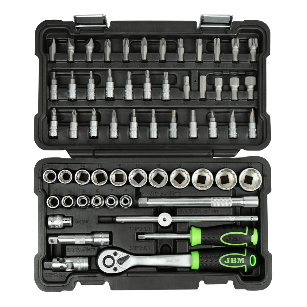 SET DI UTENSILI DA 59 PEZZI CON BUSSOLE A 12 PUNTE DA 3/8" – FINITURA ZINCATA - immagine 3