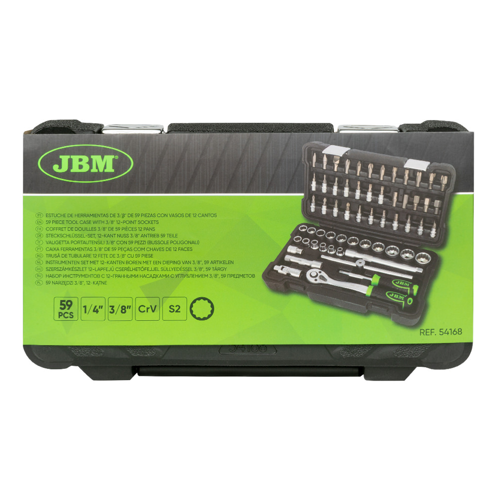 SET DI UTENSILI DA 59 PEZZI CON BUSSOLE A 12 PUNTE DA 3/8" – FINITURA ZINCATA - immagine 5