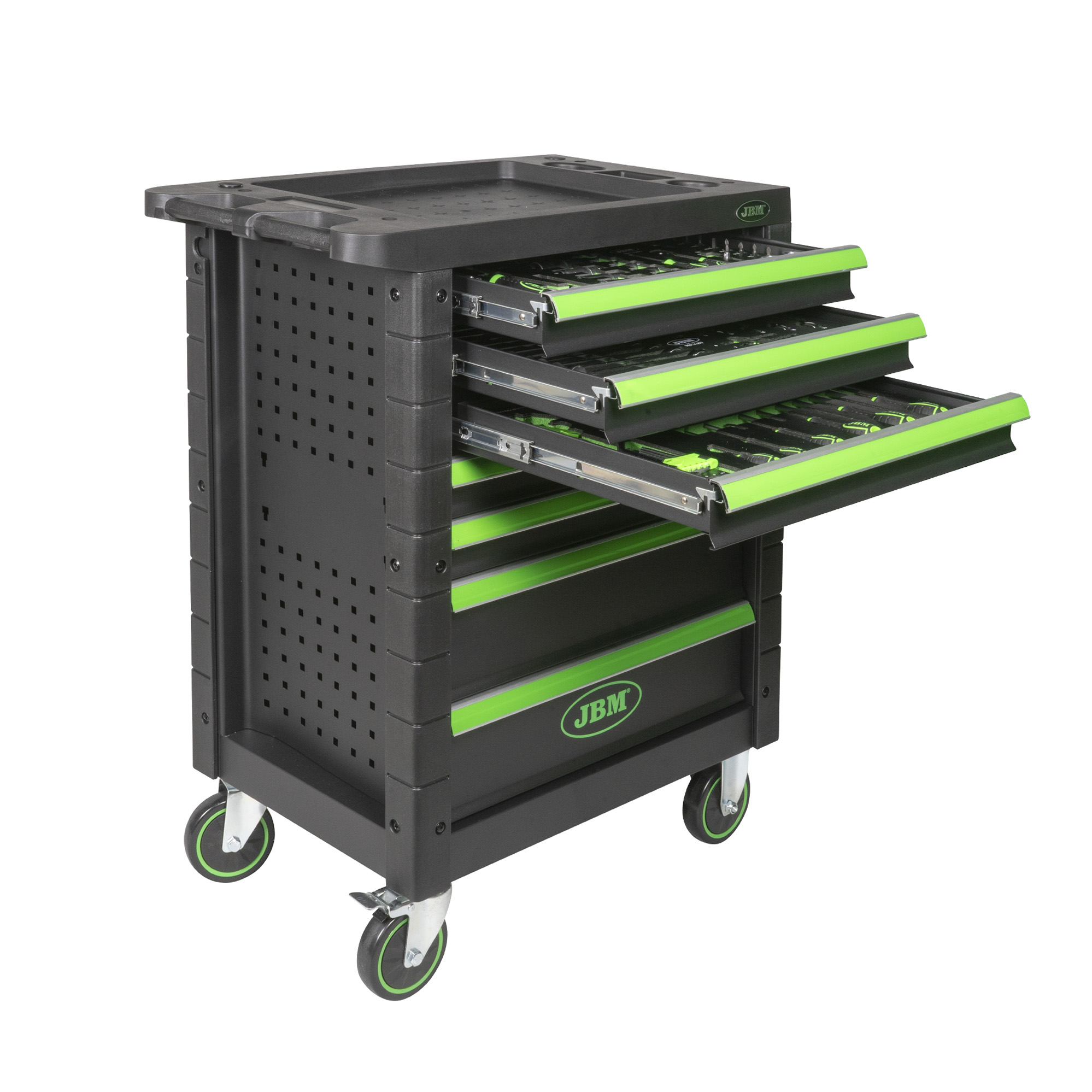 CARRELLO CON 7 CASSETTI VERDE - SPECIALE PER AUTOCARRI - immagine 2