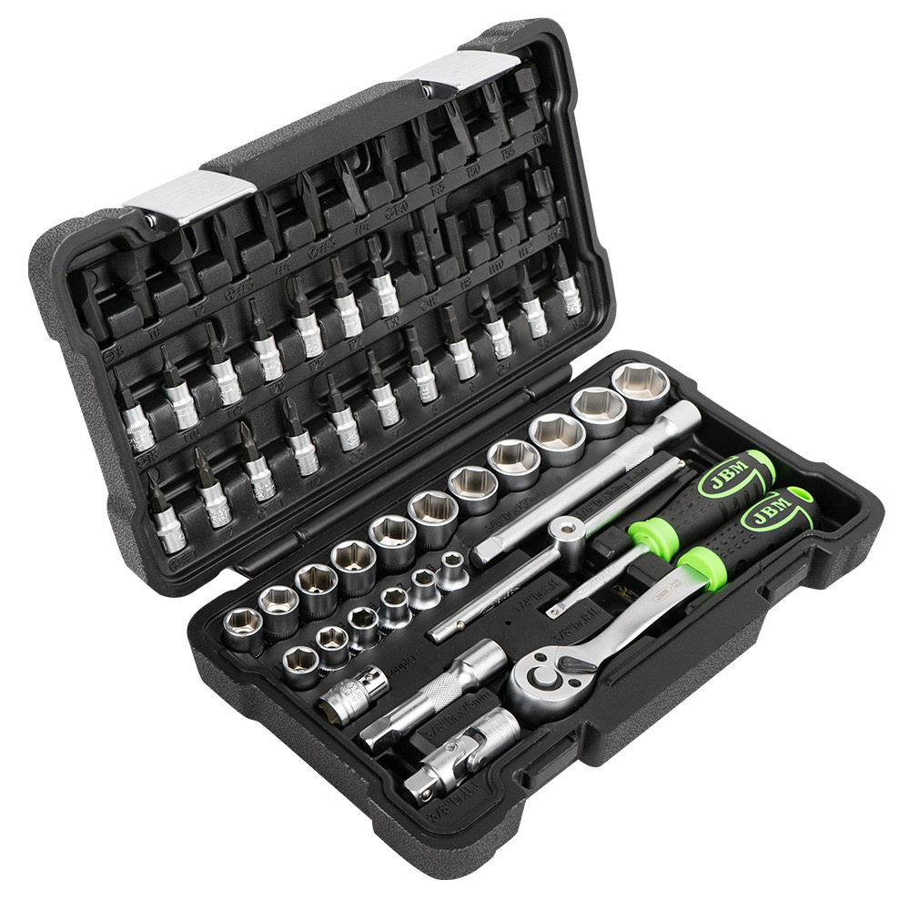 VALIGETTA DI UTENSILI 59 PEZZI CON BUSSOLE 3/8" - FINITURA ZINCO
