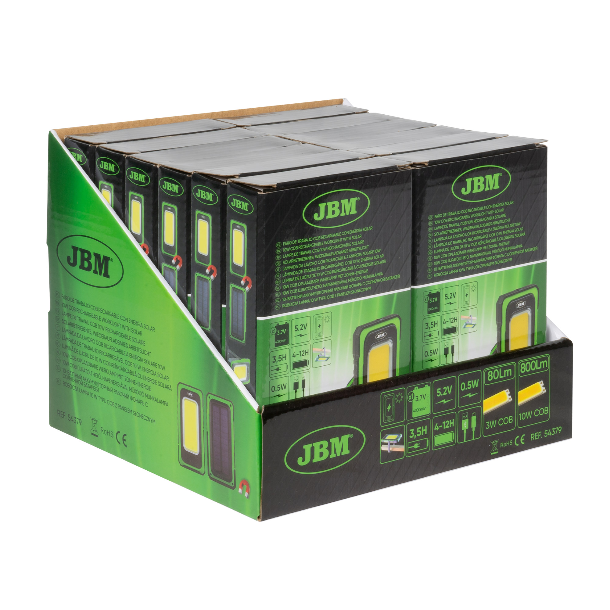 FARO LED PORTATILE CON BASE MAGNETICA SOLARE RICARICABILE - 800LM - immagine 5