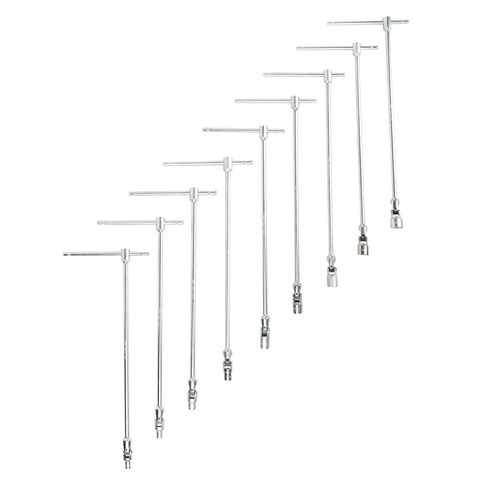SET DI 9 CHIAVI A SNODO CON IMPUGNATURA A T (7–19 MM)