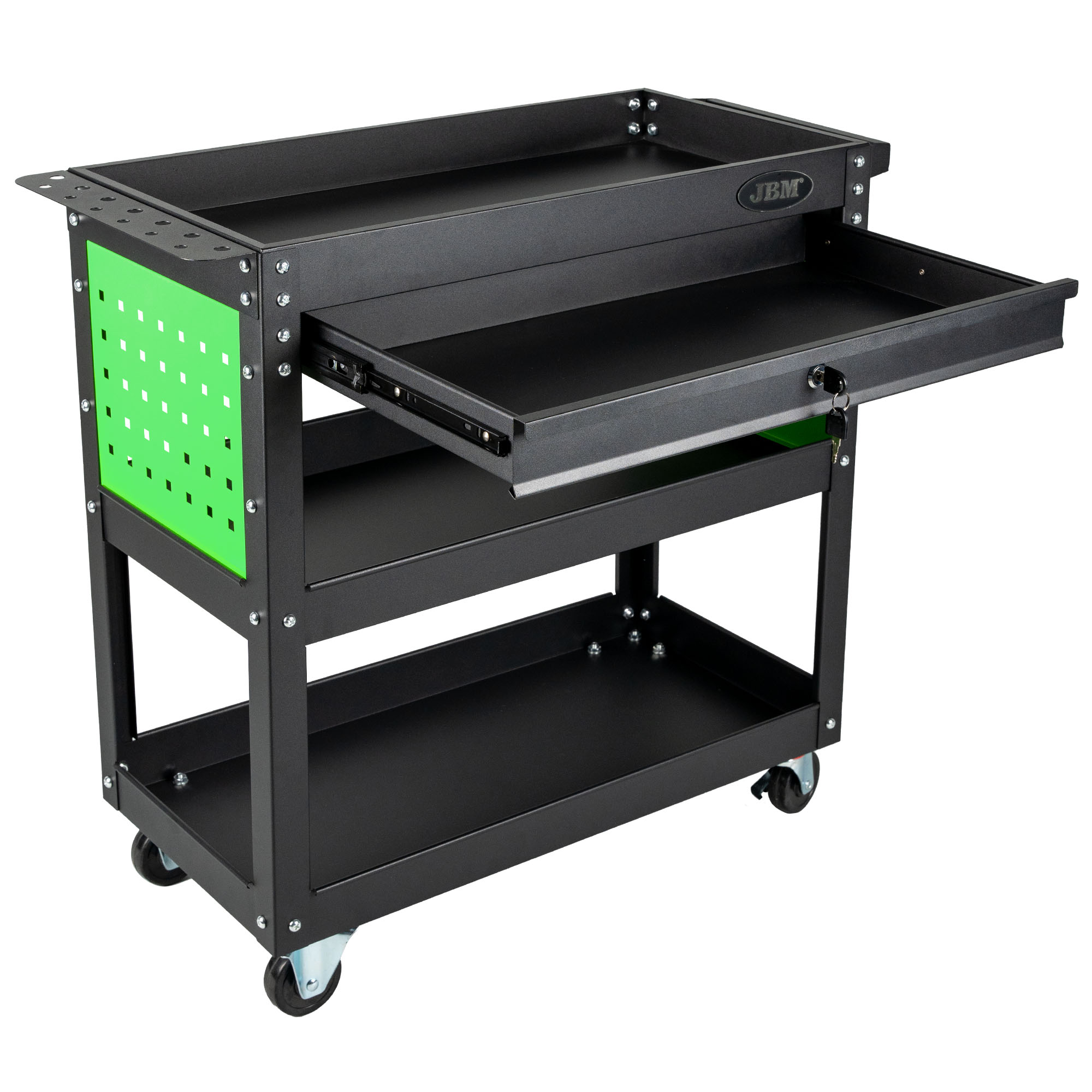CARRELLO PORTA ATTREZZI 3 RIPIANI 1 CASSETTO - immagine 3