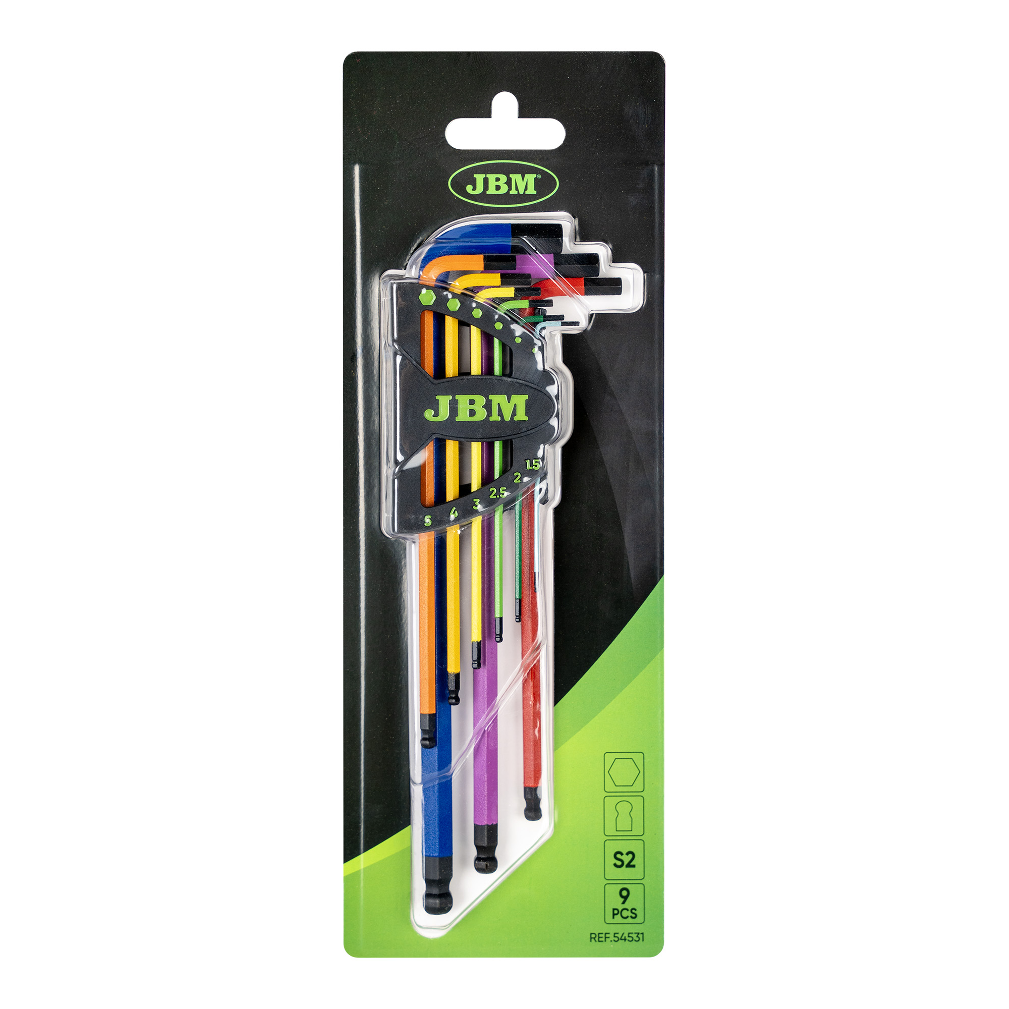 SET DI 9 CHIAVI ALLEN EXTRA LUNGHE COLORATE A PUNTA SFERICA - immagine 3