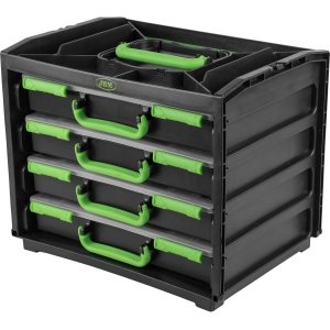 CASSA CON 4 VALIGETTE IN PLASTICA ESTRAIBILI