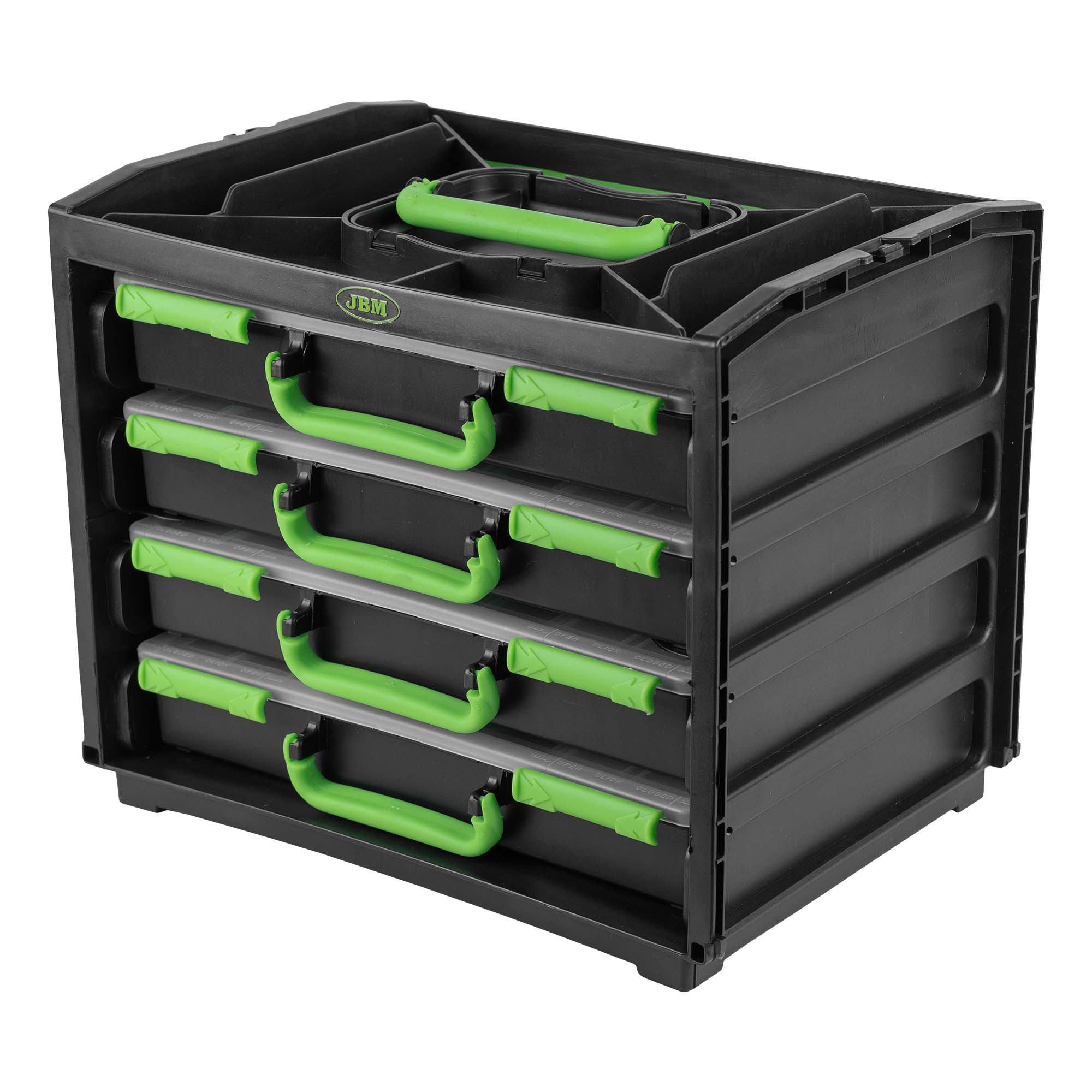CASSA CON 4 VALIGETTE IN PLASTICA ESTRAIBILI