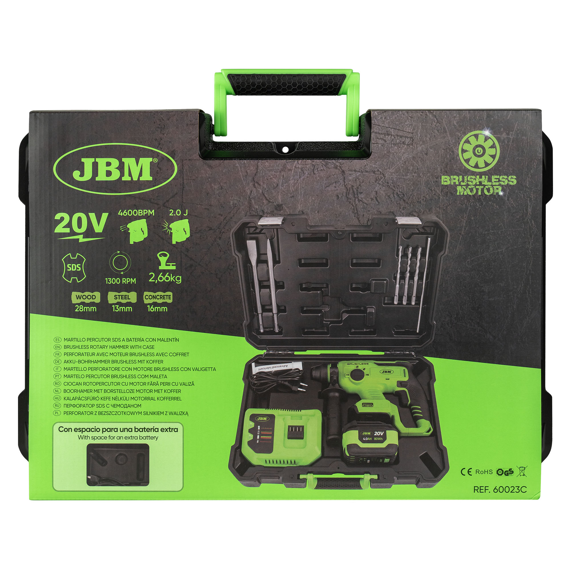 MARTELLO PERFORATORE BRUSHLESS A BATTERIA CON CUSTODIA - immagine 5