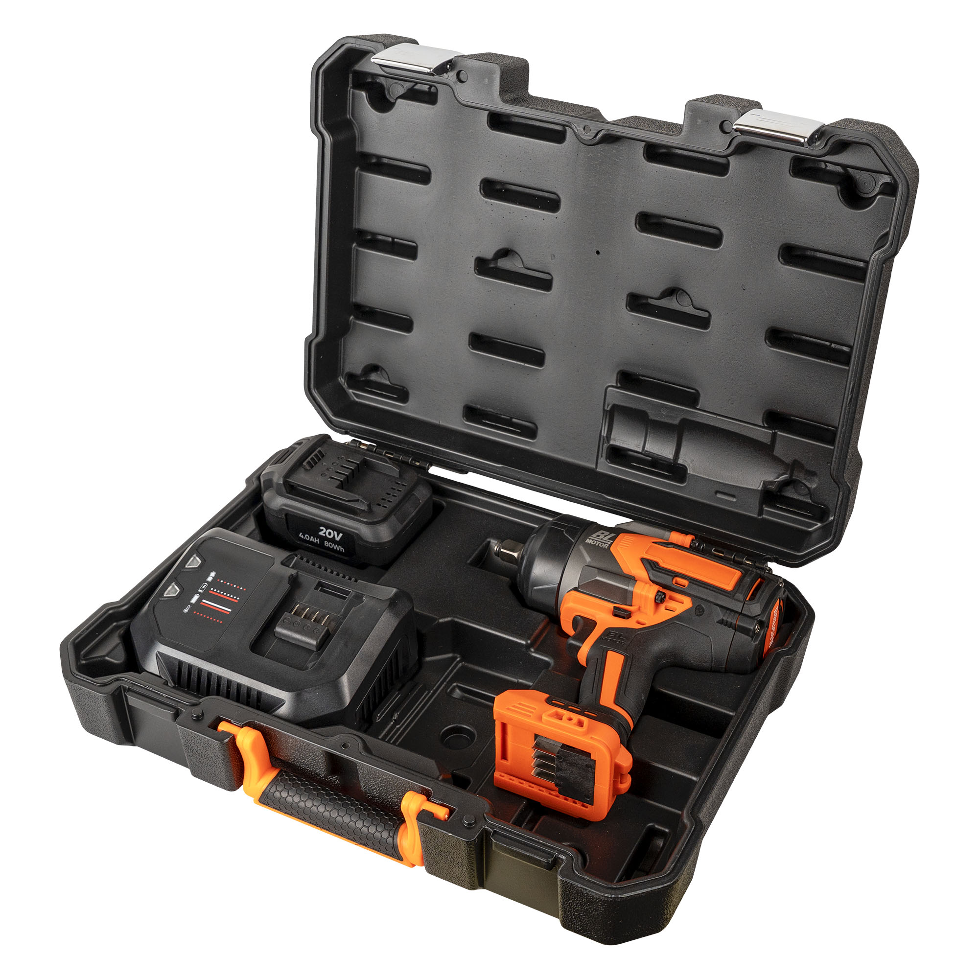 AVVITATORE A IMPULSI BRUSHLESS A BATTERIA 1/2" 1300NM CON VALIGETTA - ARANCIONE