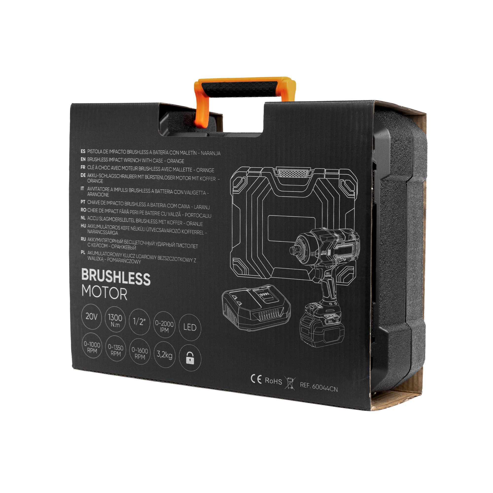 AVVITATORE A IMPULSI BRUSHLESS A BATTERIA 1/2" 1300NM CON VALIGETTA - ARANCIONE - immagine 3