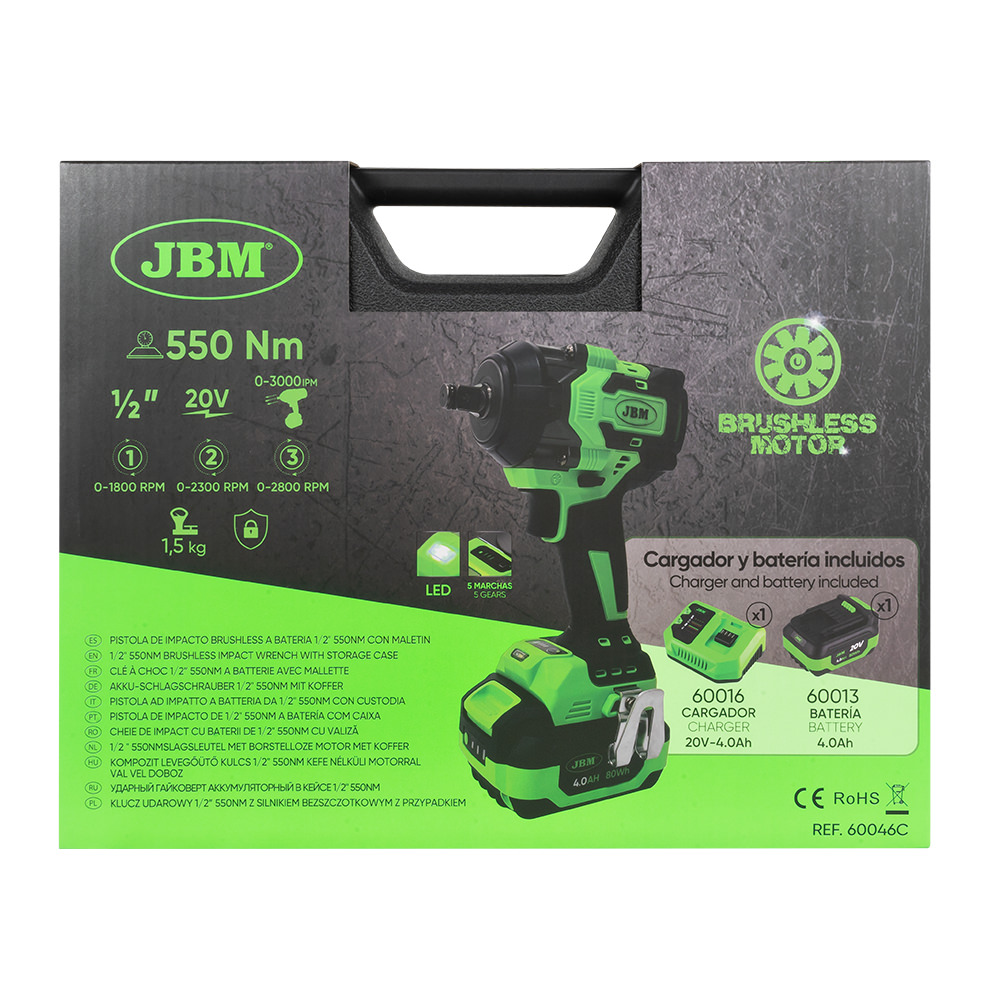 AVVITATORE PNEUMATICO BRUSHLESS A BATTERIA 1/2" 800NM CON VALIGETTA - immagine 4