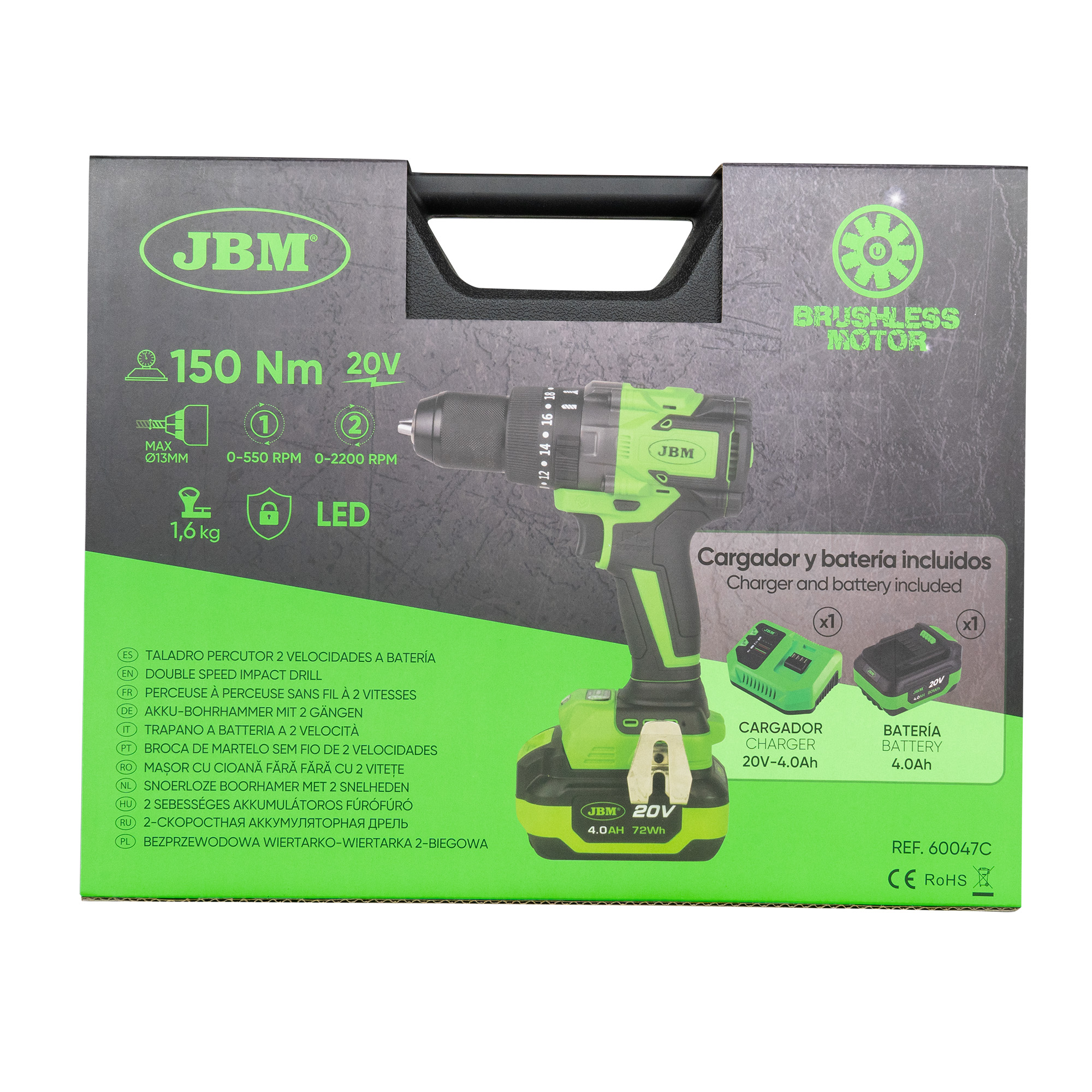 TRAPANO A 2 VELOCITÀ BRUSHLESS A BATTERIA CON CUSTODIA - immagine 4
