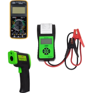 TESTER BATTERIA 54040 + MULTIMETRO DIGITALE 50942 + TERMOMETRO LASER 52162