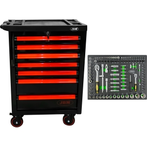 53766 CARRELLO A 7 CASSETTI CONSENZA UTENSILI - ROSSO + 14296Y MODULO 108 PEZZI - UTENSILI GIALLI