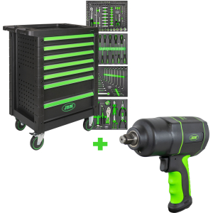 CARRELLO A 7 CASSETTI - VERDE + AVVITATORE PNEUMATICO DA 1/2" 1200NM