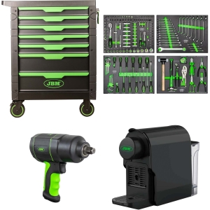 CARRELLO A 7 CASSETTI - VERDE + AVVITATORE PNEUMATICO DA 1/2" 1200NM + MACCHINA DA CAFFÈ A CAPSULE