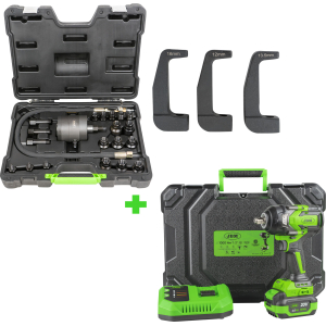 ESTRATTORE PNEUMATICO PER INIETTORI + SET DI 3 ADATTATORI + CHIAVE A PERCUSSIONE 1/2" 1000NM