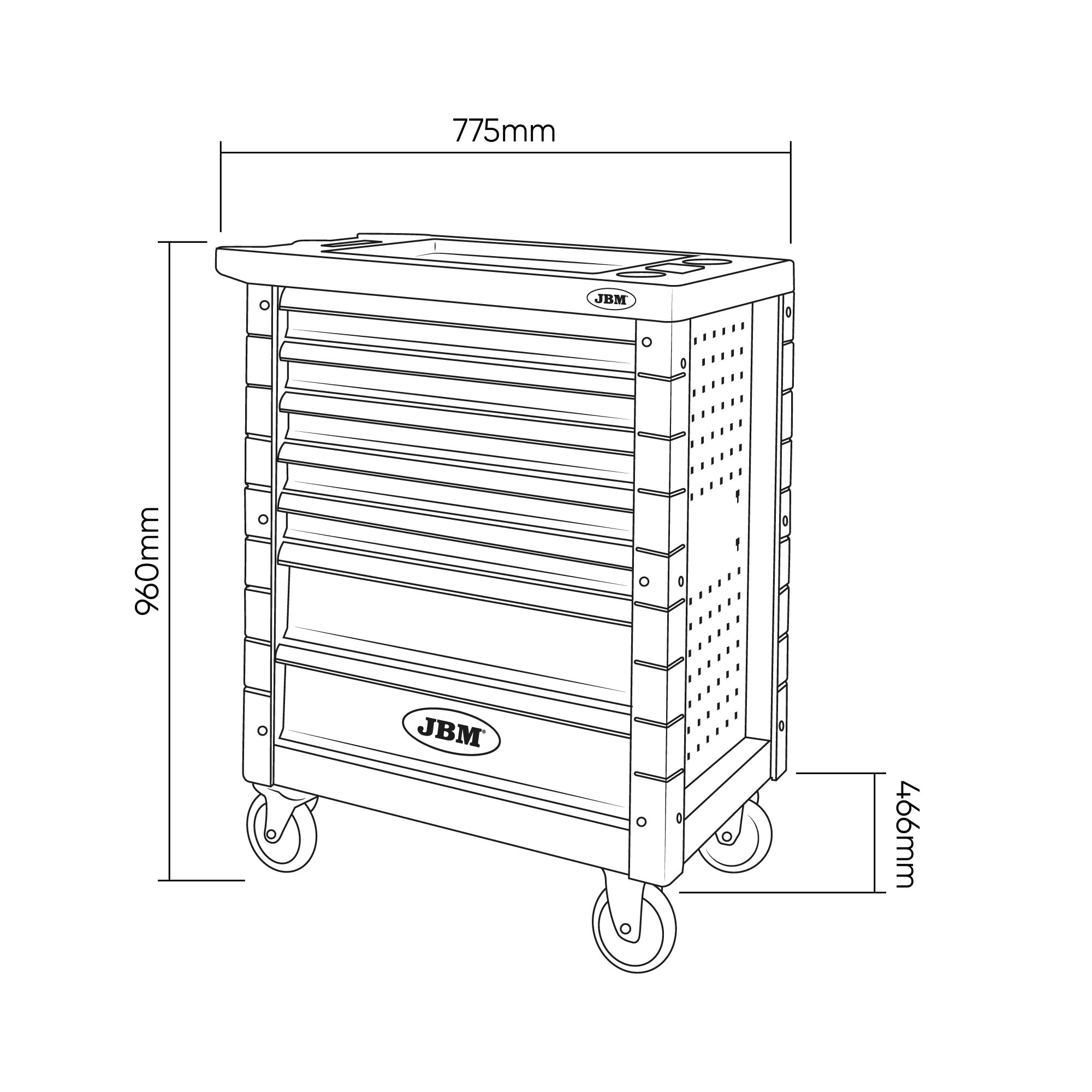 CARRELLO CON 7 CASSETTI BLU - SPECIALE VDE
