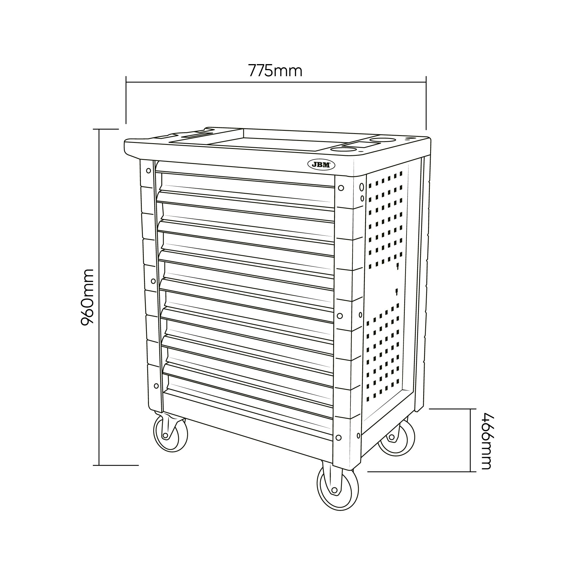 CARRELLO UTENSILI 8 CASSETTI UGUALI VERDE - VUOTO - immagine 6