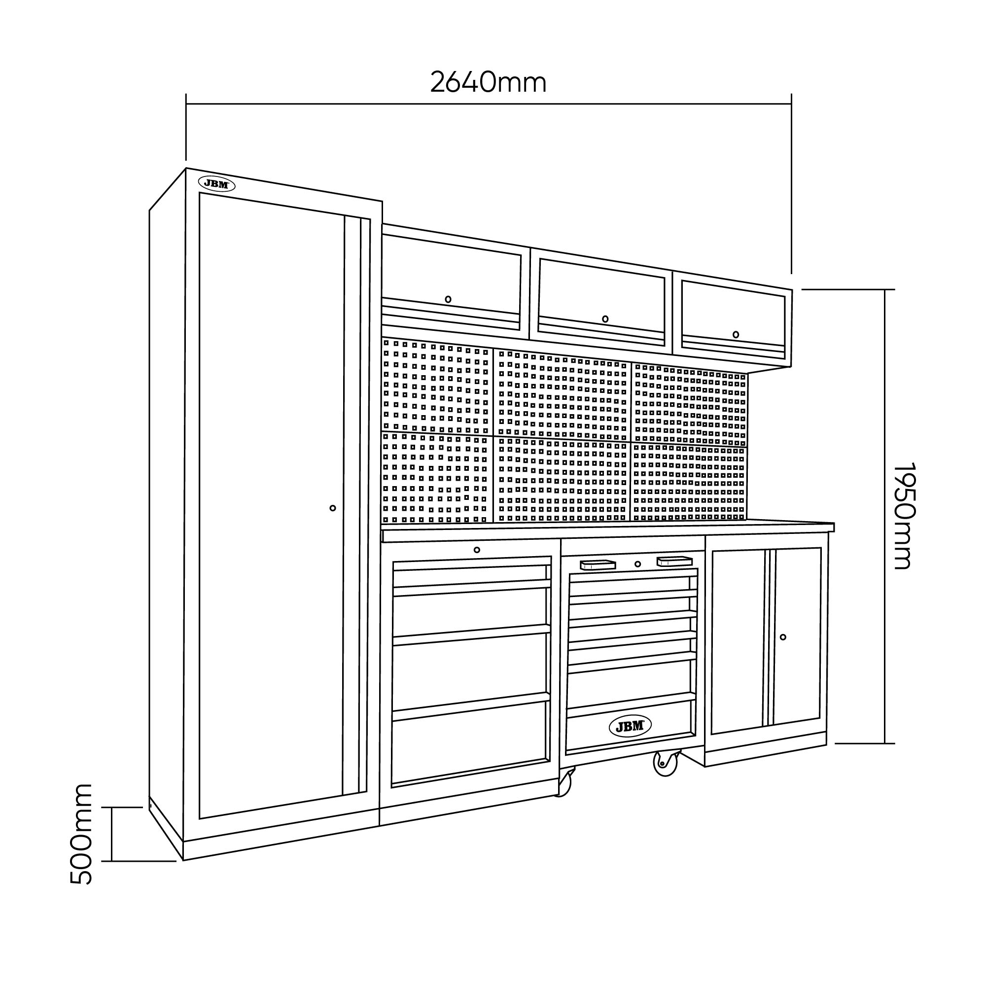SET DI MOBILI COMPONIBILI PER OFFICINA (18 PEZZI) + SET DI 4 MODULI DI UTENSILI IN CARBONIO EVA - immagine 2