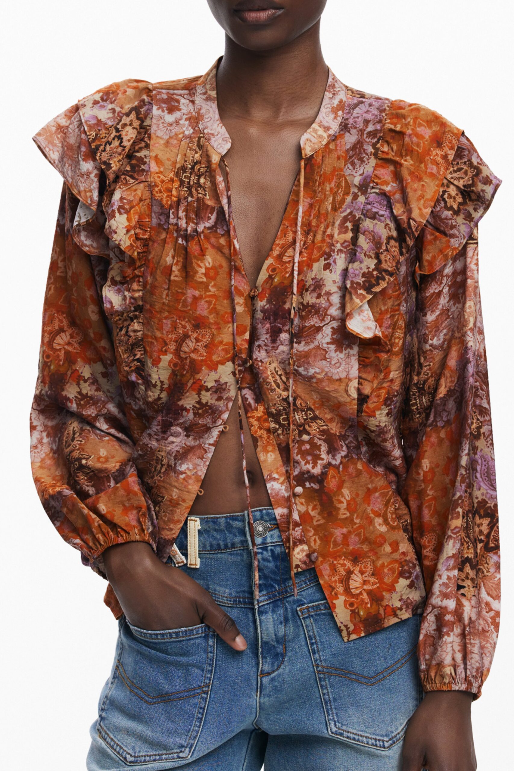 DESIGUAL CAMICIA MANICHE LUNGHE DONNA - Arancione