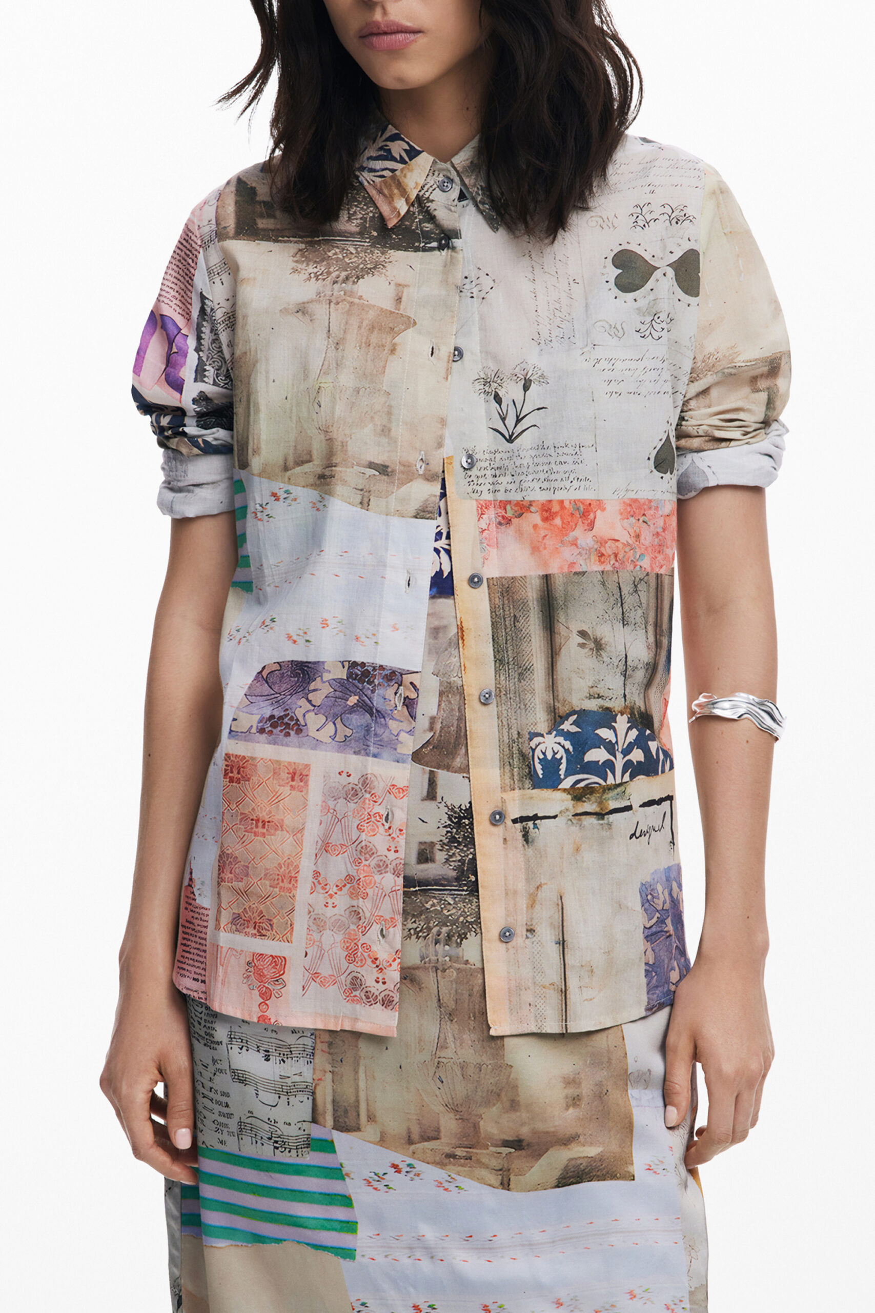 DESIGUAL CAMICIA MANICHE LUNGHE DONNA - Beige