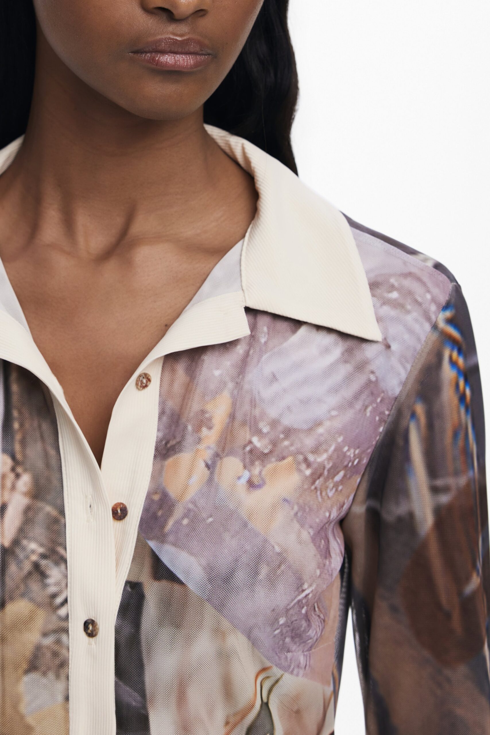 DESIGUAL CAMICIA MANICHE LUNGHE DONNA - Beige - immagine 3