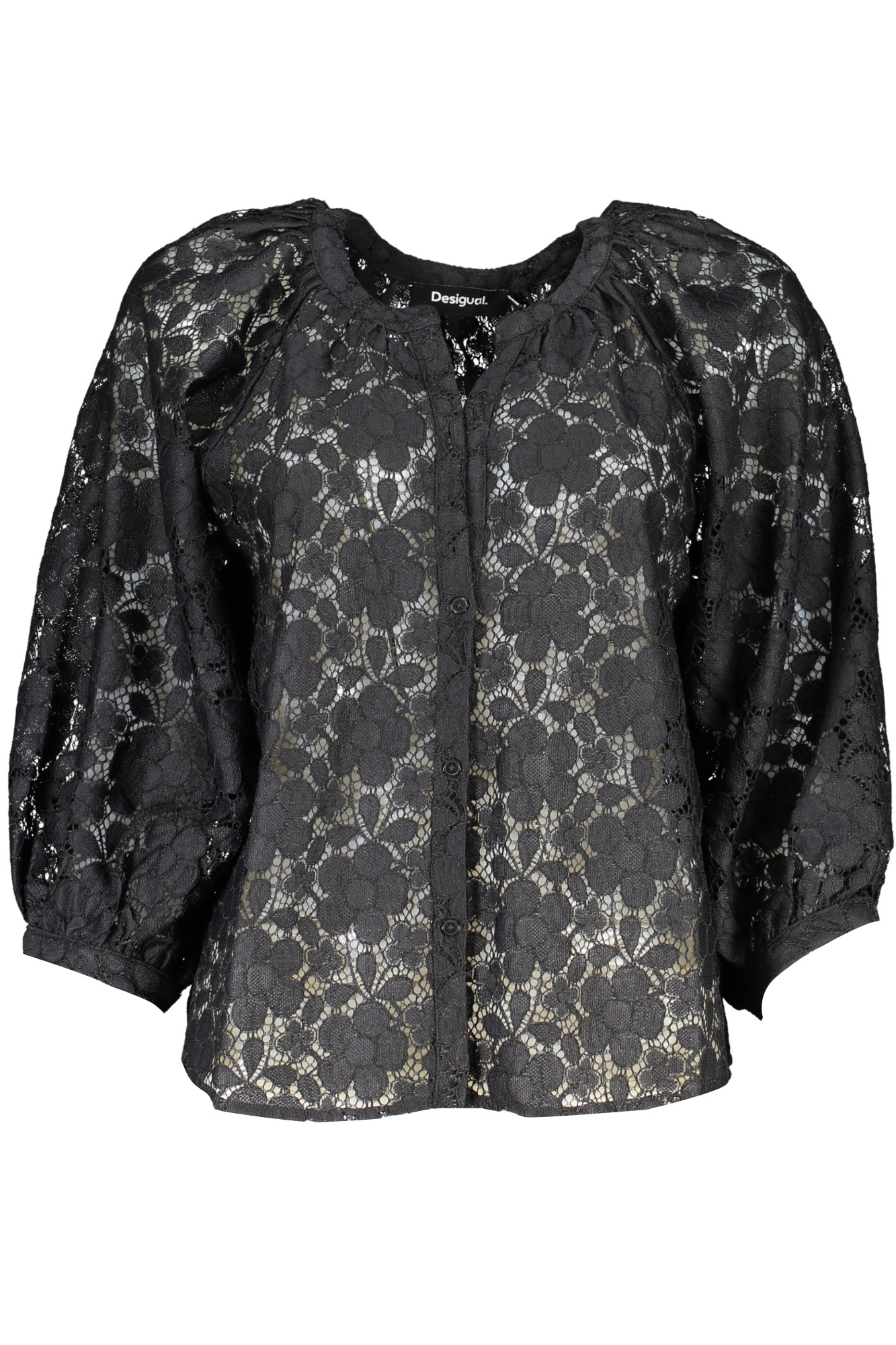 DESIGUAL CAMICIA MANICHE LUNGHE DONNA - Nero