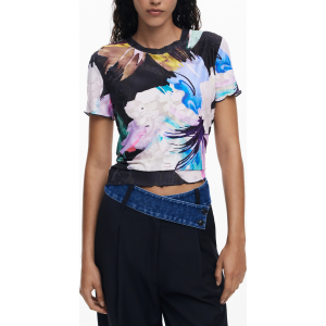 DESIGUAL T-SHIRT MANICHE CORTE DONNA - Nero
