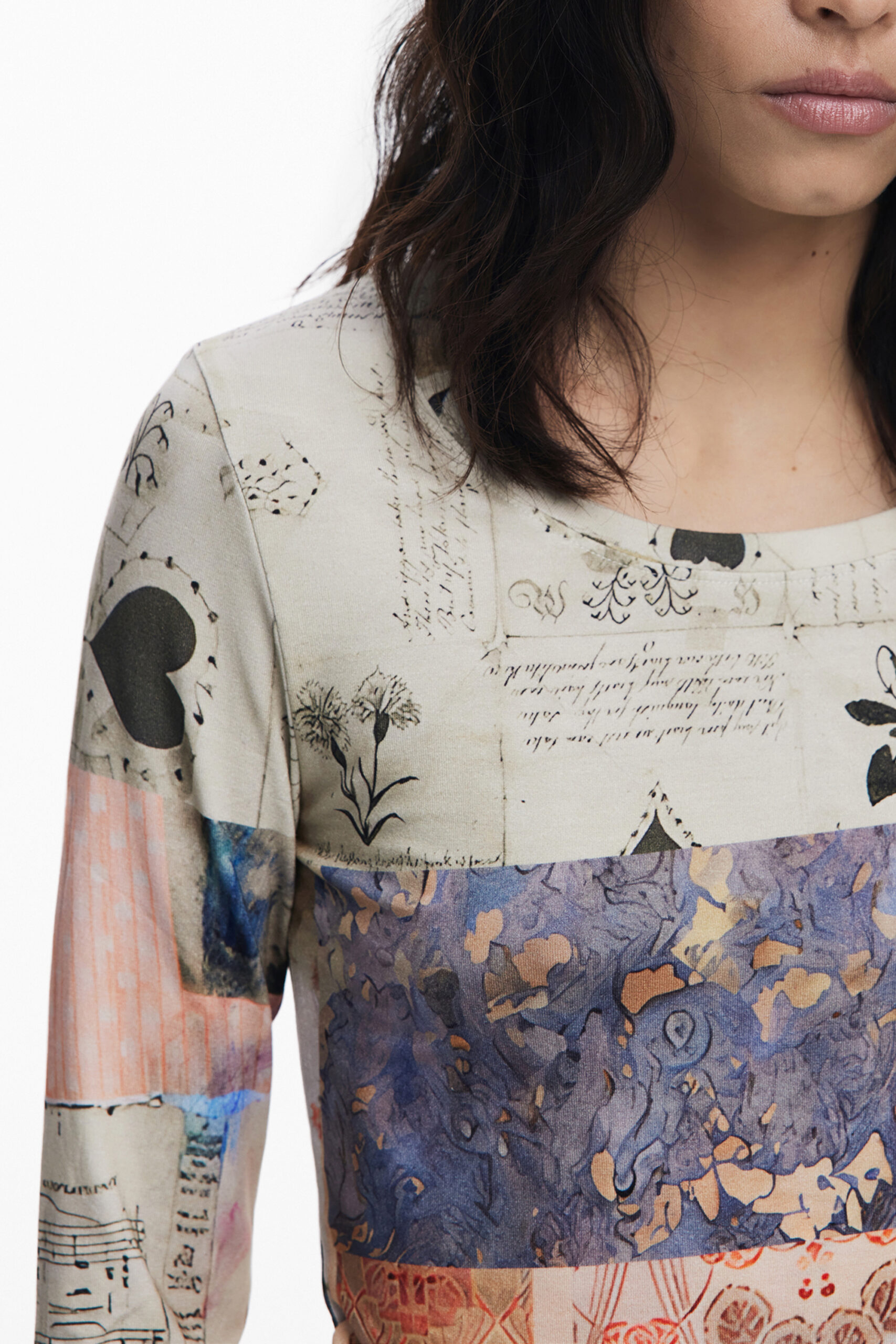 DESIGUAL T-SHIRT MANICHE LUNGHE DONNA - Beige - immagine 3